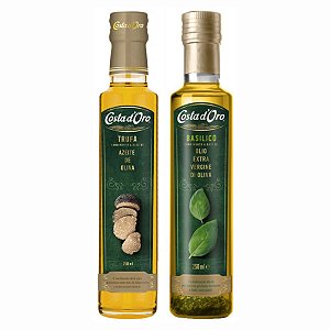 Kit Azeites Condimentados Italianos Costa D'oro Trufa Negra e Manjericão 2x250ml
