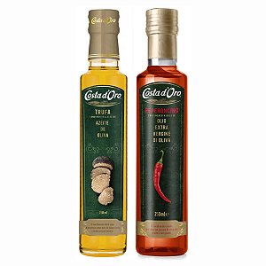 Kit Azeites Condimentados Italianos Costa D'oro Trufa Negra e Pimenta 2x250ml
