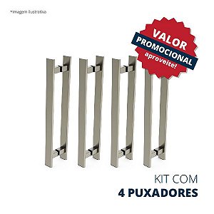 Puxador duplo modelo Chicago - aço inox (kit com 4 pares)