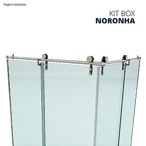 Kit box Noronha (modelo de canto c/ perfil redondo e roldanas aparentes - fixação na alvenaria) - aço inox