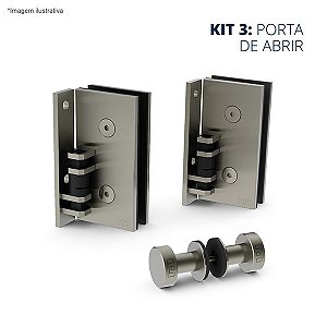 Kit 3 - Porta de abrir automática Vidro x Alvenaria - aço inox