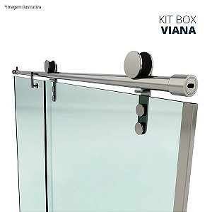 Kit box Viana (perfil redondo com roldanas aparentes - fixação na alvenaria) - aço inox