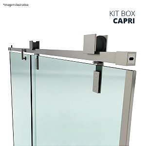 Kit box Capri (perfil quadrado com roldanas aparentes - fixação na alvenaria) - aço inox