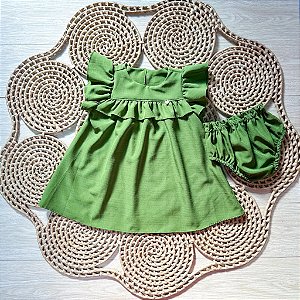 Vestido Baby Doce Infância Verde Oliva
