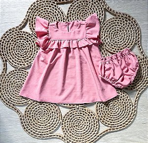 Vestido Baby Doce Infância Rosa Seco