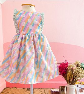 Vestido infantil arco-iris da primavera - Coleção Encanto