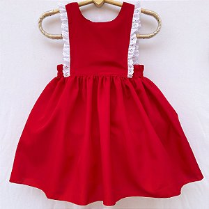 Vestido infantil - Vermelho com lese