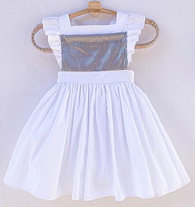 Vestido Salopete infantil brilho magico com paetê