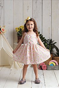 Vestido infantil alegria da primavera - Botões - Coleção Encanto