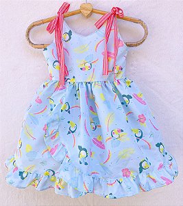 Vestido infantil  tucano - Coleção encanto
