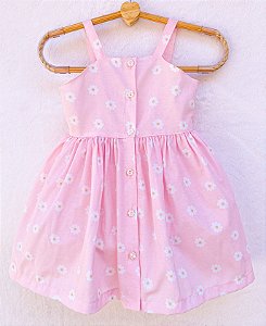 Vestido infantil margaridas rosa - Coleção encanto