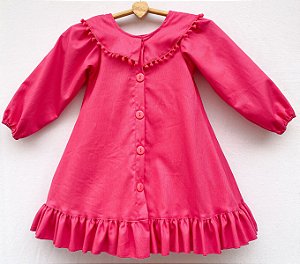 Vestido infantil botões em pink - Coleção Contos