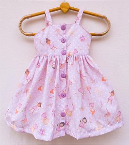 Vestido infantil mundo das fadas - Modelo botões