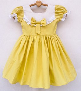 Vestido infantil Amor Puro - Amarelo