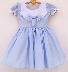 Vestido infantil Amor Puro - Azul bebê
