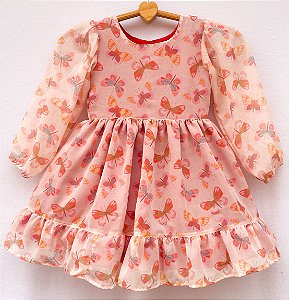 Vestido infantil coleção Aconchego - Inverno com borboleta