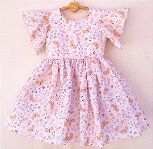 Vestido infantil Coleção Oi Verão - Floriu em tons de rosa
