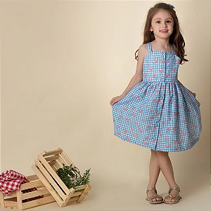 Vestido infantil Coleção Oi Verão - Piquenique com pitangas