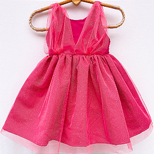Vestido infantil - Explosão de glitter rosa pink