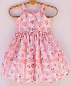 Vestido infantil Coleção Oi Verão - Piquenique com pêssego