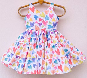 Vestido infantil Coleção Oi Verão - Chuva de coração