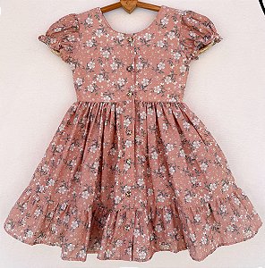 Vestido infantil Coleção de inverno Abraço - Abraço de flor marrom