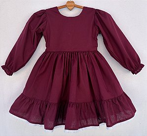 Vestido infantil Coleção de inverno Abraço - Abraço quentinho marsala
