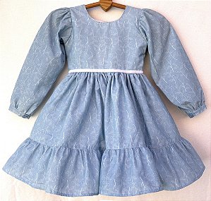Vestido infantil Coleção de inverno Abraço - Aconchego azul