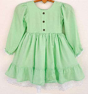 Vestido infantil Coleção de inverno Abraço - Abraço apertado verde
