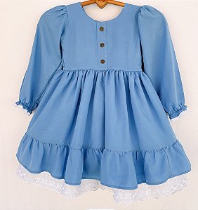 Vestido infantil Coleção de inverno Abraço - Abraço apertado Azul