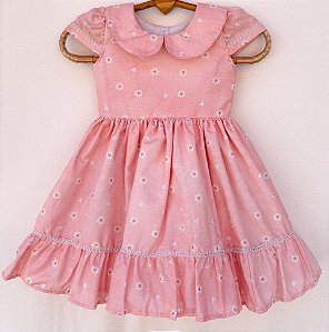 Vestido infantil Coleção Colorê - Cores de rosa e margaridas