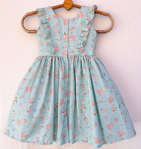 Vestido infantil Coleção Colorê - Coloriu verde com flor