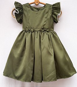 Vestido infantil Coleção Colorê - Verde Oliva