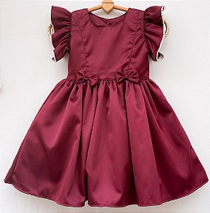 Vestido infantil Coleção Colorê - Vermelho marsala