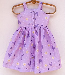 Vestido infantil Coleção Colorê - Coração floriu - Modelo de botões
