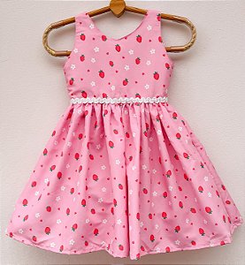 Vestido infantil Coleção Florescer - Morangos e flores