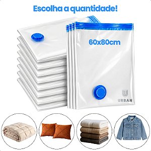 Kit Sacos a vácuo 60x80cm Organizador de Mala Mochila Travesseiro
