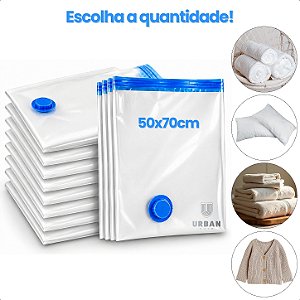 Kit Sacos a Vácuo 50x70cm Organizador de Roupas Mantas Cobertor