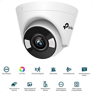 Câmera IP Interna TP-Link VIGI C440-W 4MP Com Infravermelho Colorida Full-Color Wi-FI (Lente 4MM) TURRET TPN0418