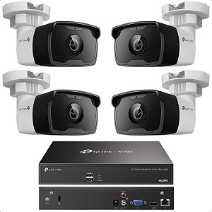 KIT Residencial Básico 1 Gravador NVR1004H-4P e 4 Câmeras Externas C340I 4MP