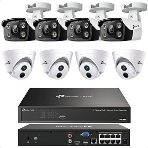 KIT Comercial 1 Un Gravador NVR1008H-8MP + 4 Un Câmera Externa C340 4MP + 4 Un Câmera Interna C440I 4MP