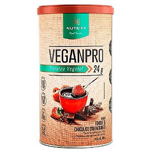 VeganPro (550g) - Nutrify Proteína do Arroz / Vegetal Nutrify Fondue de Chocolate com Morango