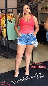 Body Plus Size com Renda Coral