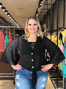 Camisa em Chiffon Plus Size