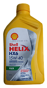 SHELL HELIX HX6 FLEX - SN 15W40 - SEMI SINTÉTICO - ( 12 X 1 LT )