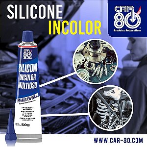 Silicone Acético Incolor Multi Uso CAR 80 - Blister 50 grs.