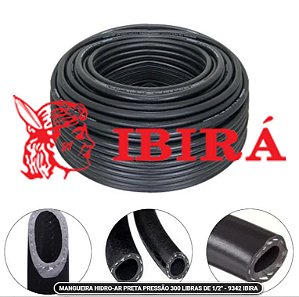 MANGUEIRA 1/2 JARDIM BORRACHA REFORÇADA C/ 1 TRAMA  IBIRÁ 300LBS.(Preta)