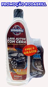 Shampoo Lava Auto com Cera RODABRILL 500 ml + ( Pneu Gel 120Grs Grátis ! )