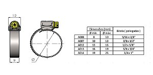 Abraçadeira Estreita ( 10 -13 mm /  3/8 x 1/2"/ Para mangueira de AR Calibrador )