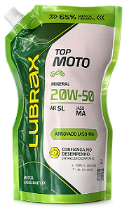 LUBRAX TOP MOTO 4T SL 20W-50 - JASO MA - EMBALAGEM FLEXIVEL